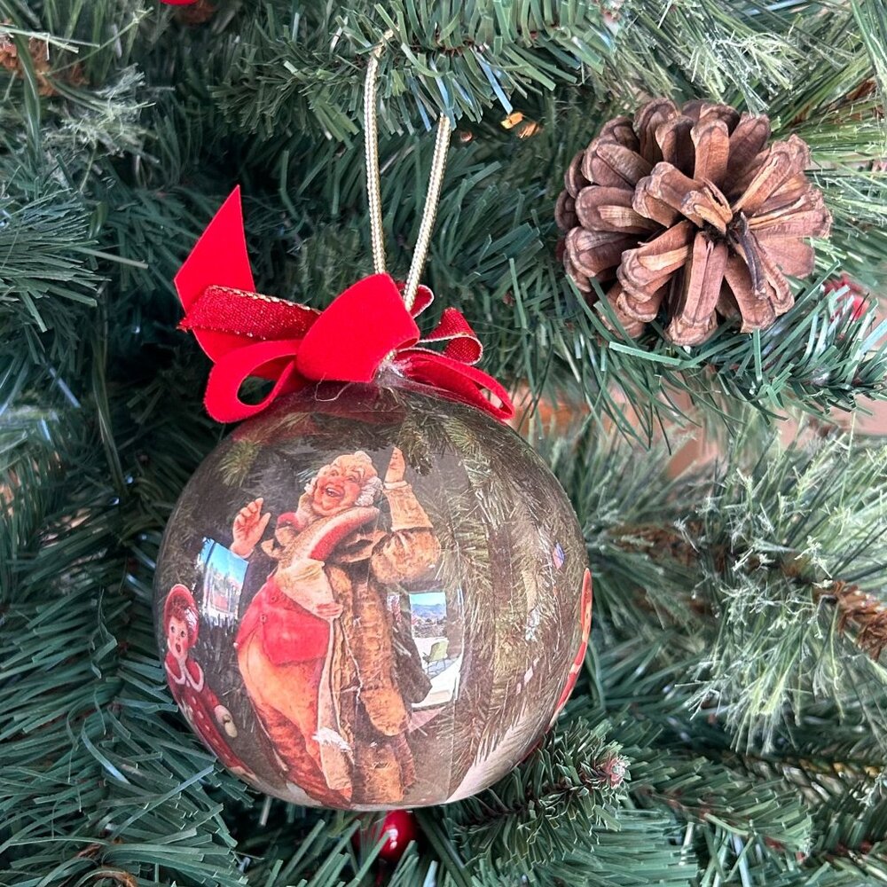 Vintage Simpich 1987 Christmas Ornament With Santa & Child Design Tomorrow Today